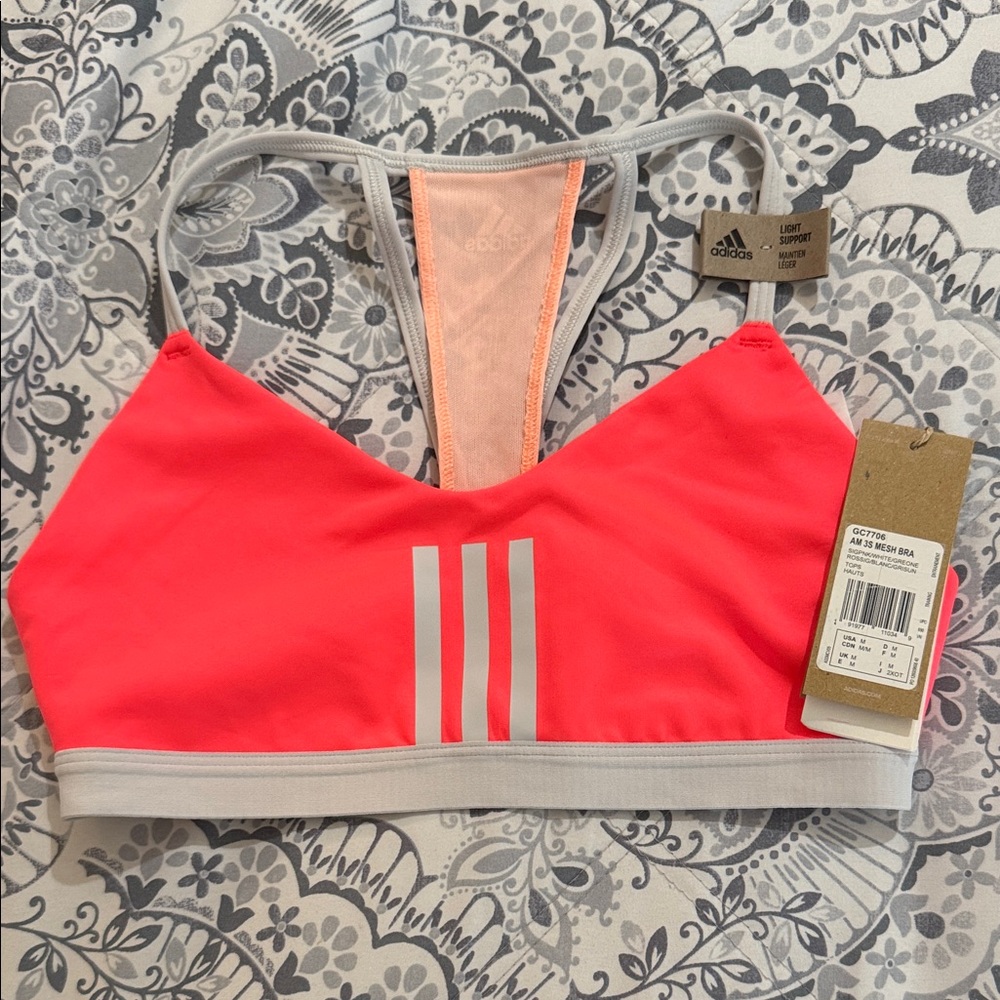 Adidas Coral and Gray Sports Bra NWT